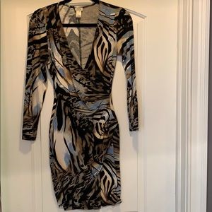 Cache Fitted animal print long sleeve dress